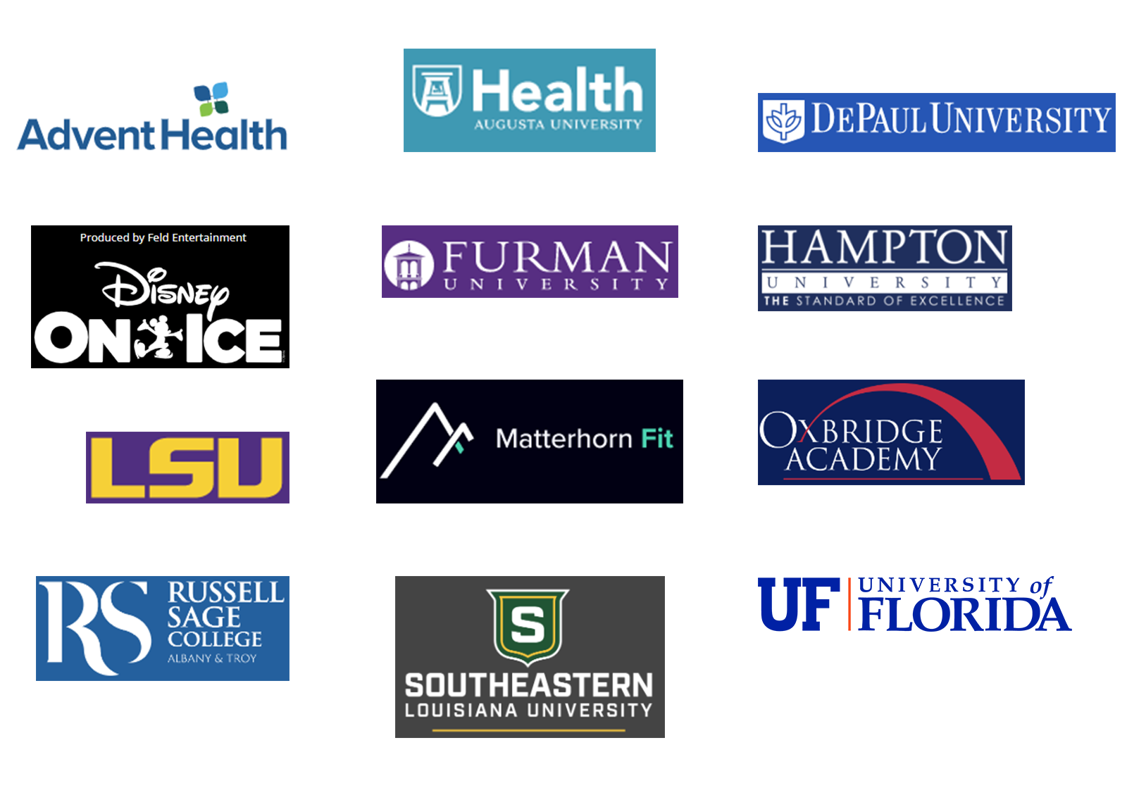 2022 DAT Grad desitination logos assembled as a collage